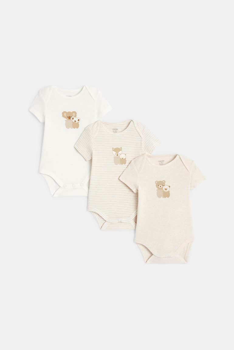 Body manches courtes col us beige bébé mixte (lot de 3) 1