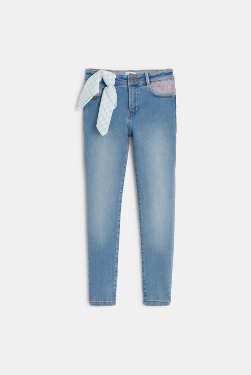 Verwaschene Skinny-Jeans in Blau für Mädchen 1