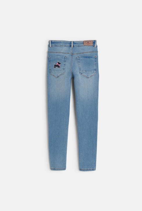 Blauwe verbleekte skinny jeans voor meisjes 2