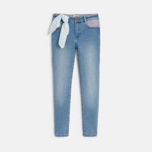 Blauwe verbleekte skinny jeans voor meisjes 1