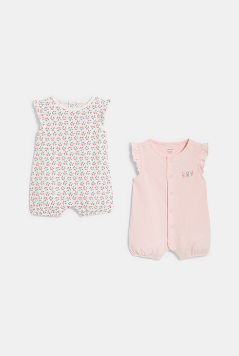 Combi courte volantée rose bébé fille (lot de 2)