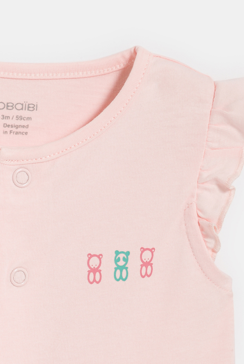 Combi courte volantée rose bébé fille (lot de 2)
