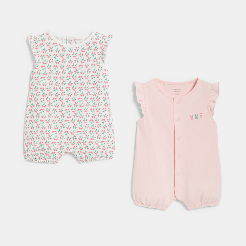 Kurzer Baby-Overall in Rosa mit Volants für Mädchen (2er-Pack)