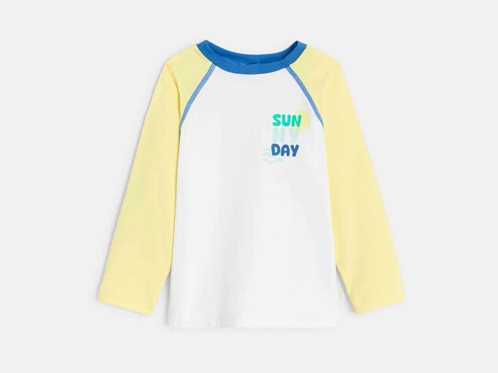 Geel T-shirt met uv-bescherming en lange mouw voor babyjongens 1