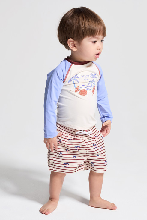 Langarm-T-Shirt in Beige mit UV-Schutz Kleinkind Junge 2