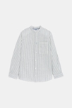 Chemise rayée en lin et coton bleu Garçon 1