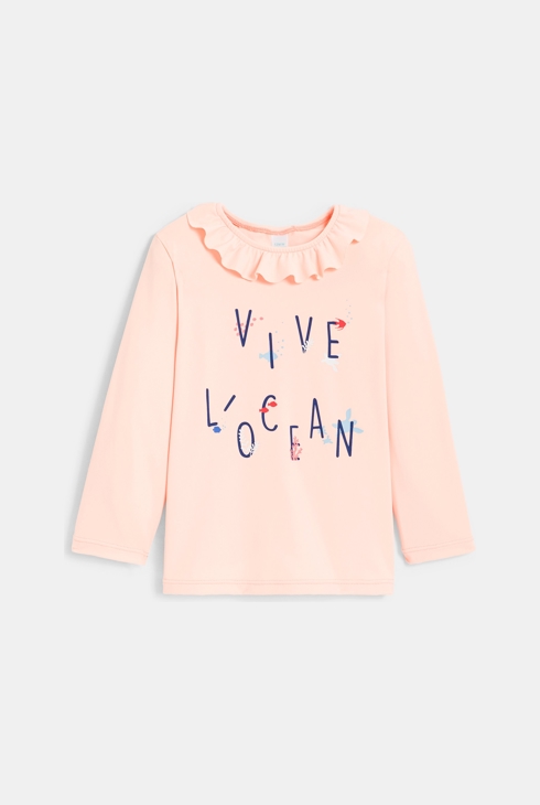 T-shirt anti UV col volanté rose bébé fille 2