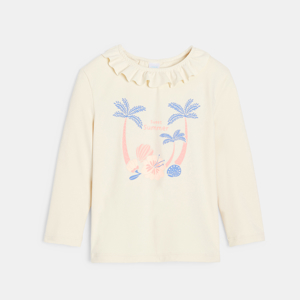 T-shirt anti UV col volanté beige bébé fille 1