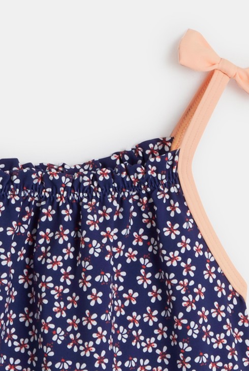 Dekliške modre dvodelne kopalke s cvetličnim potiskom za dojenčke 2