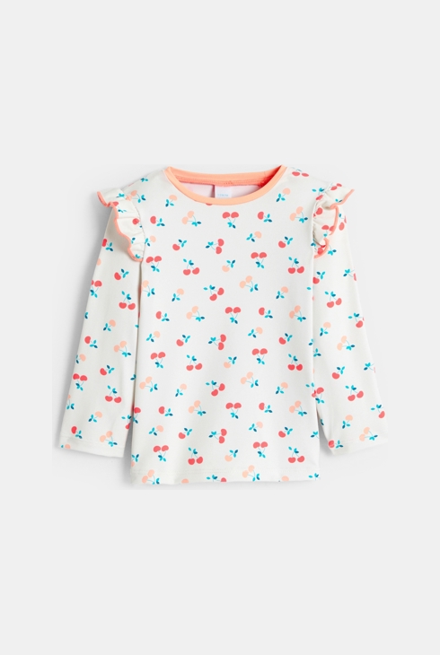 T-shirt rosa con ciliegie anti UV per neonata 1