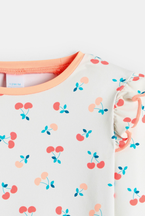 T-shirt anti UV cerises rose bébé fille 2
