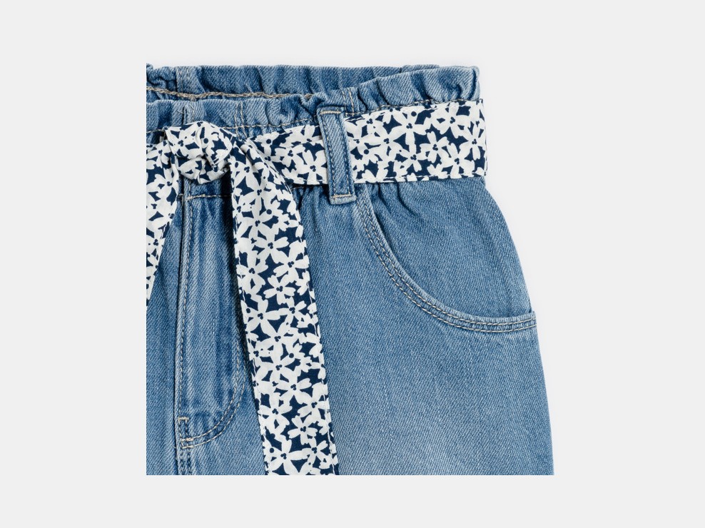 Short paperbag en jean bleu Fille 2