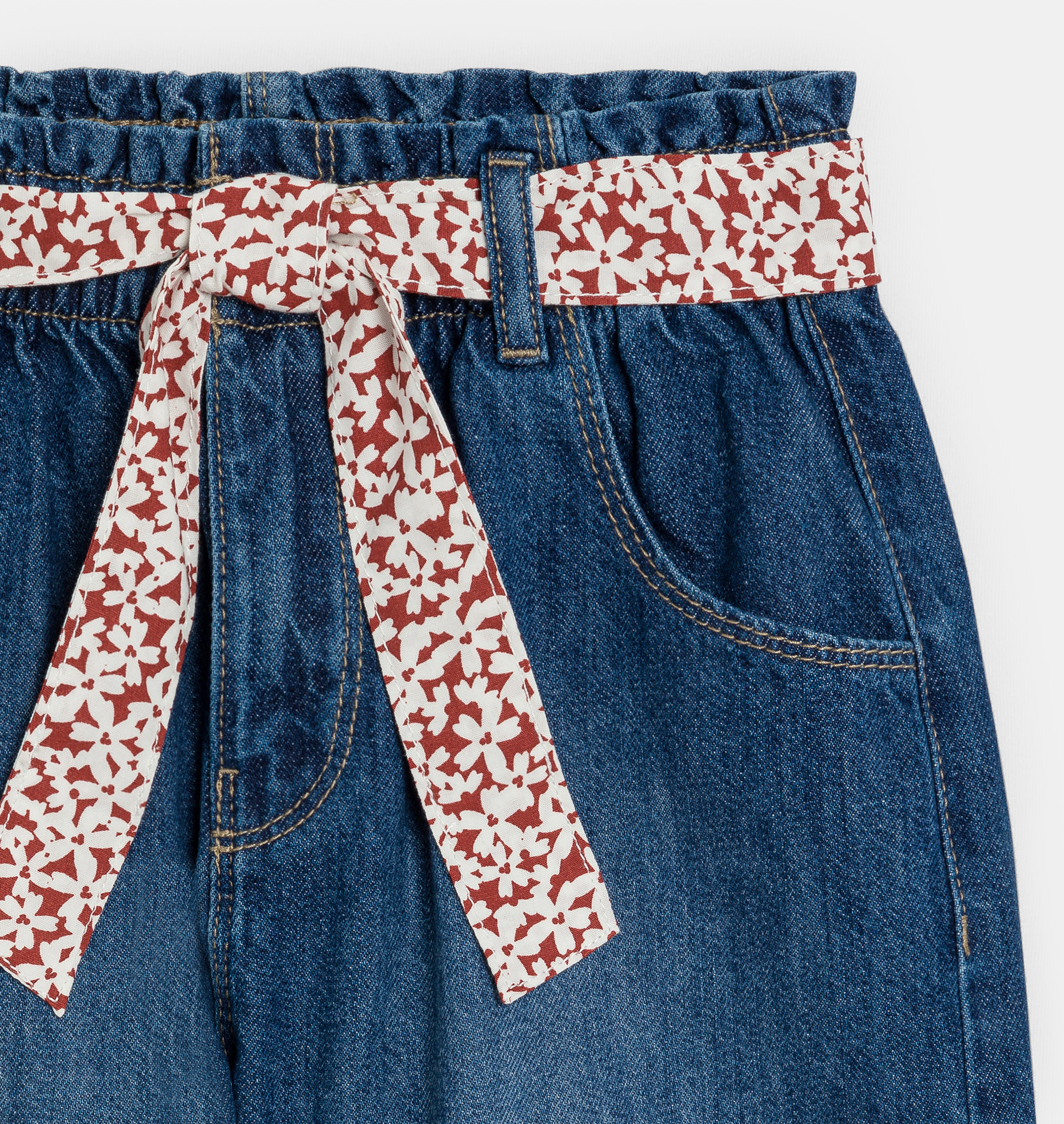 Girls blue demin paperbag shorts 2