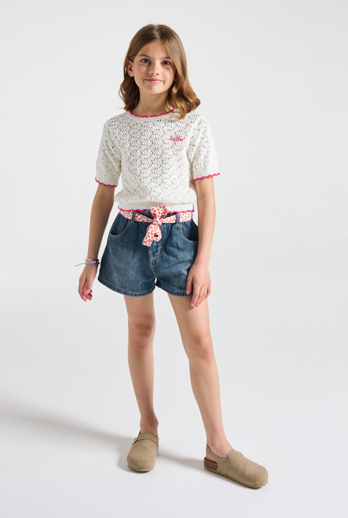 Short en jean bleu fille 1