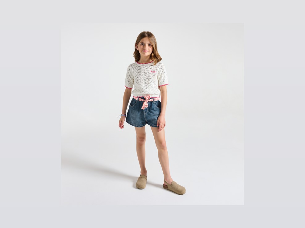 Shorts in denim blu bambina 1