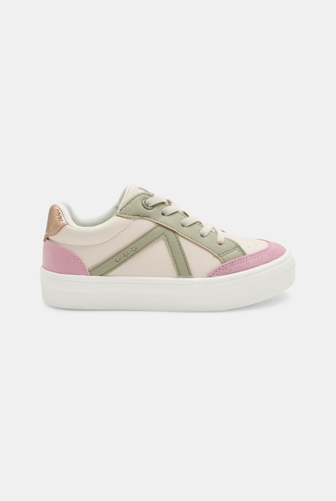 Street-Turnschuhe flach rosa und grün Mädchen 1