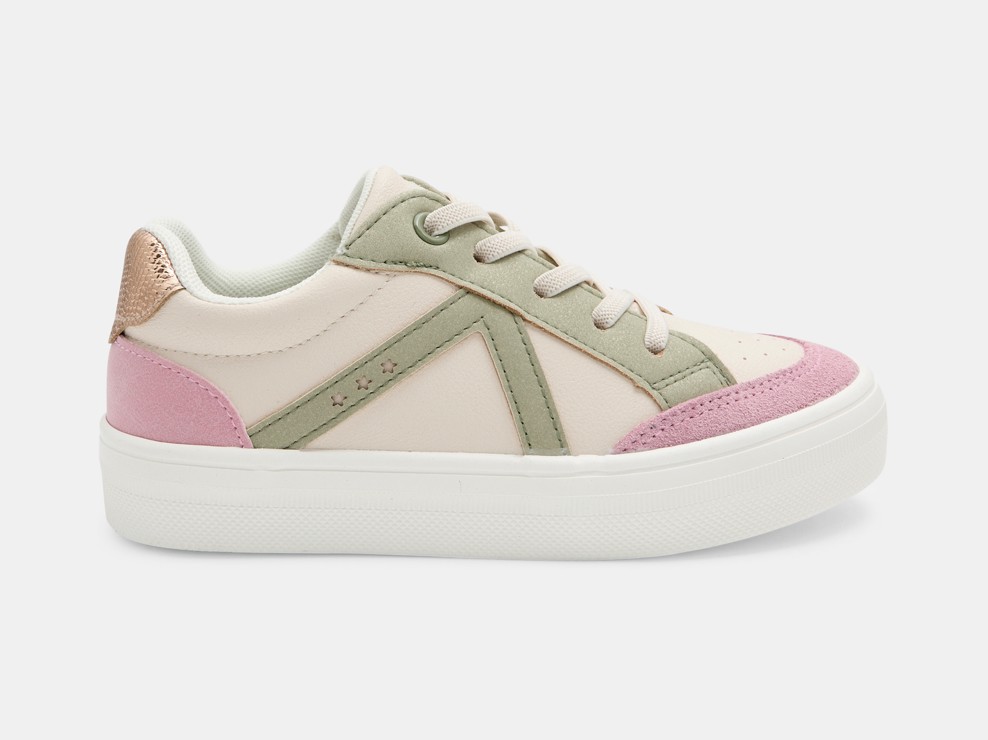 Baskets street basses rose et vert fille 1