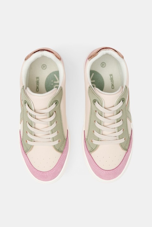 Baskets street basses rose et vert fille