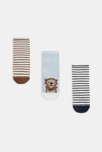 Blaue Babysocken in gestreiftem Jacquard für Jungen (3er Pack) 2
