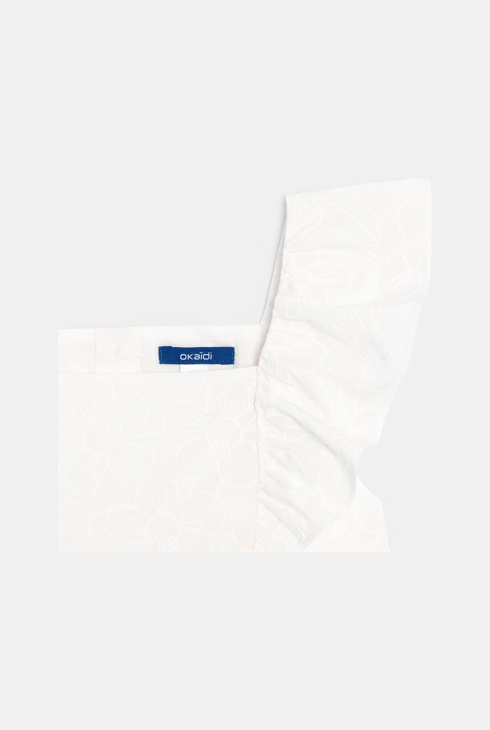 Blouse fleurie unie blanc Fille