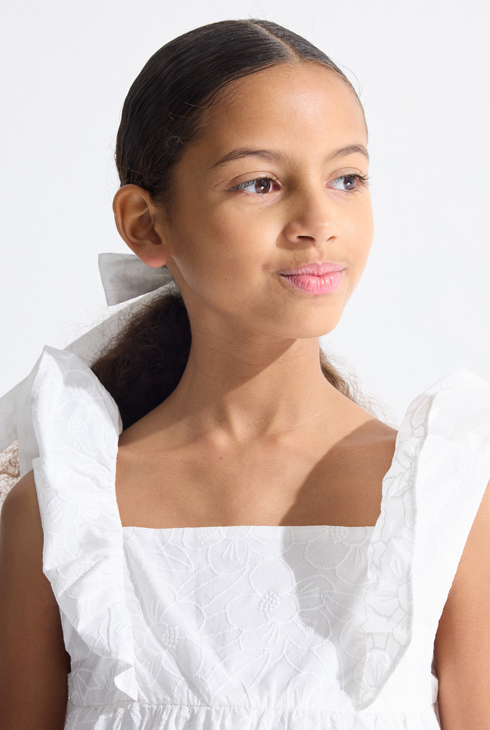 Einfarbig weiße geblümte Bluse für Mädchen 2