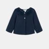 Cardigan molleton col plissé bleu bébé fille