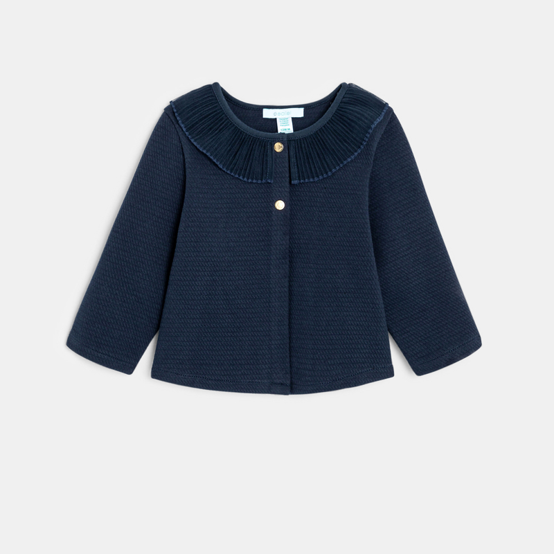 Cardigan molleton col plissé bleu bébé fille - 18M
