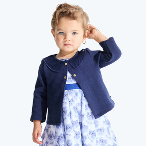 Cardigan molleton col plissé bleu bébé fille 1