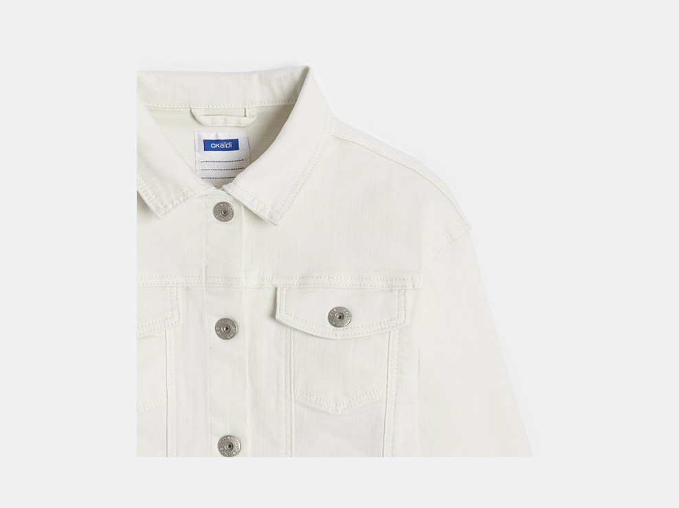 Ecru spijkerjasje voor babymeisjes 2