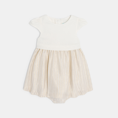 Robe Chic 2 En 1 Rayures Brillantes Bébé Fille - Rayures Beige - 3M - OBAIBI