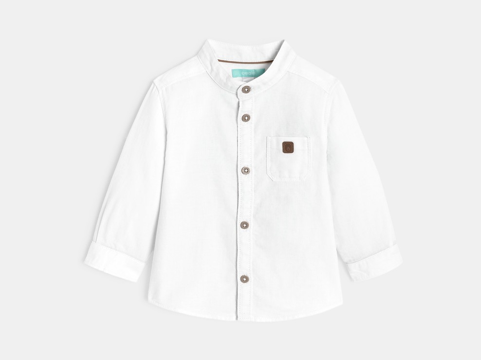 Camicia oxford con collo alla coreana bianca neonato 2