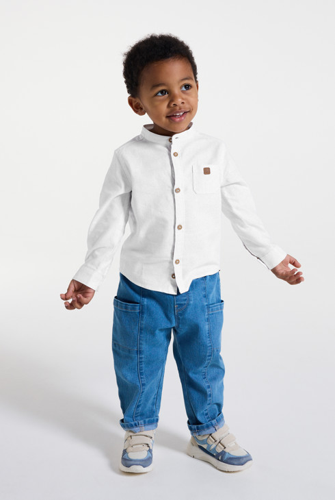 Camisa oxford coll mao blanca bebè nen 1