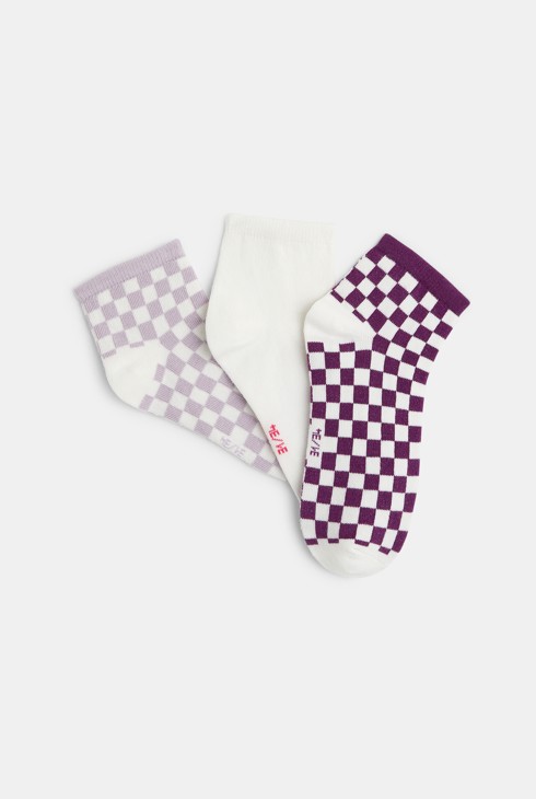 Girl's checked trainer socks (set of 3) 2