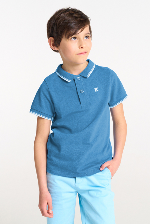 Blaues Kurzarm-Poloshirt Jungen 1