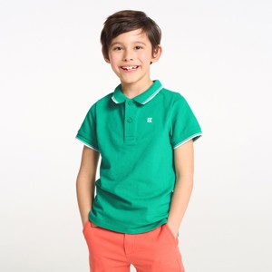 Boy's green short-sleeve polo shirt. 1