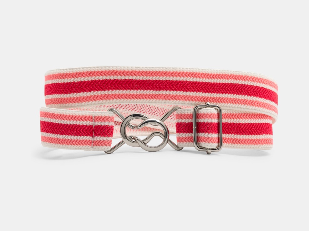 Ceinture élastiquée rayée rouge Fille 1
