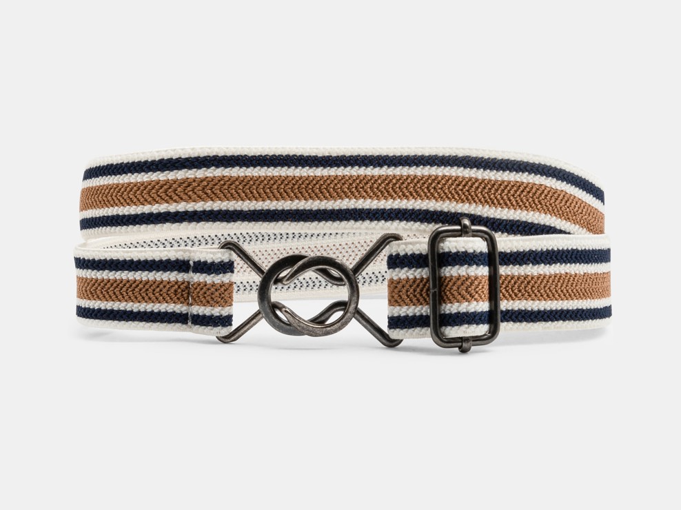 Brauner elastischer Gürtel, gestreift für Jungen 1