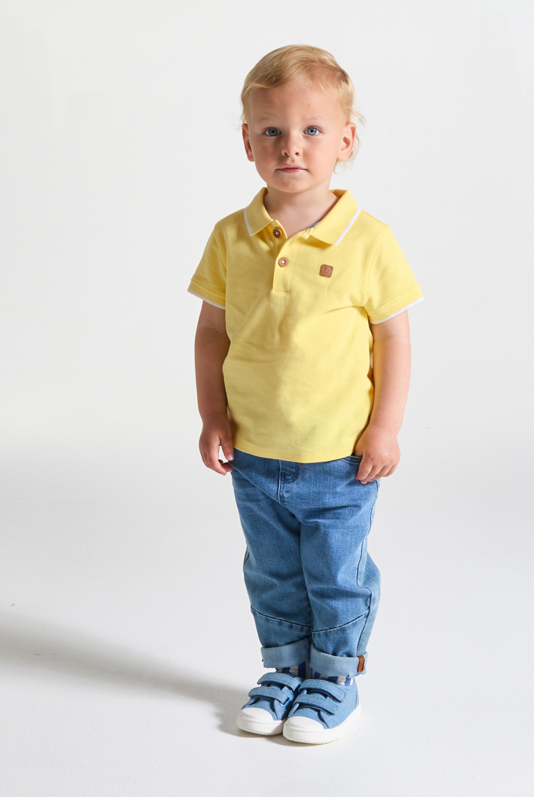 Polo de punto piqué amarillo bebé niño 1
