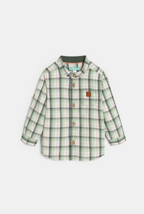 Chemise à carreaux modulable vert bébé garçon 1