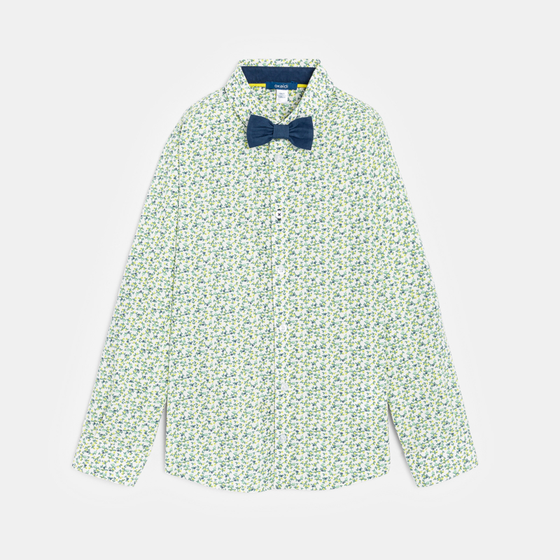 Bedrucktes Hemd + grüne Fliege für Jungen