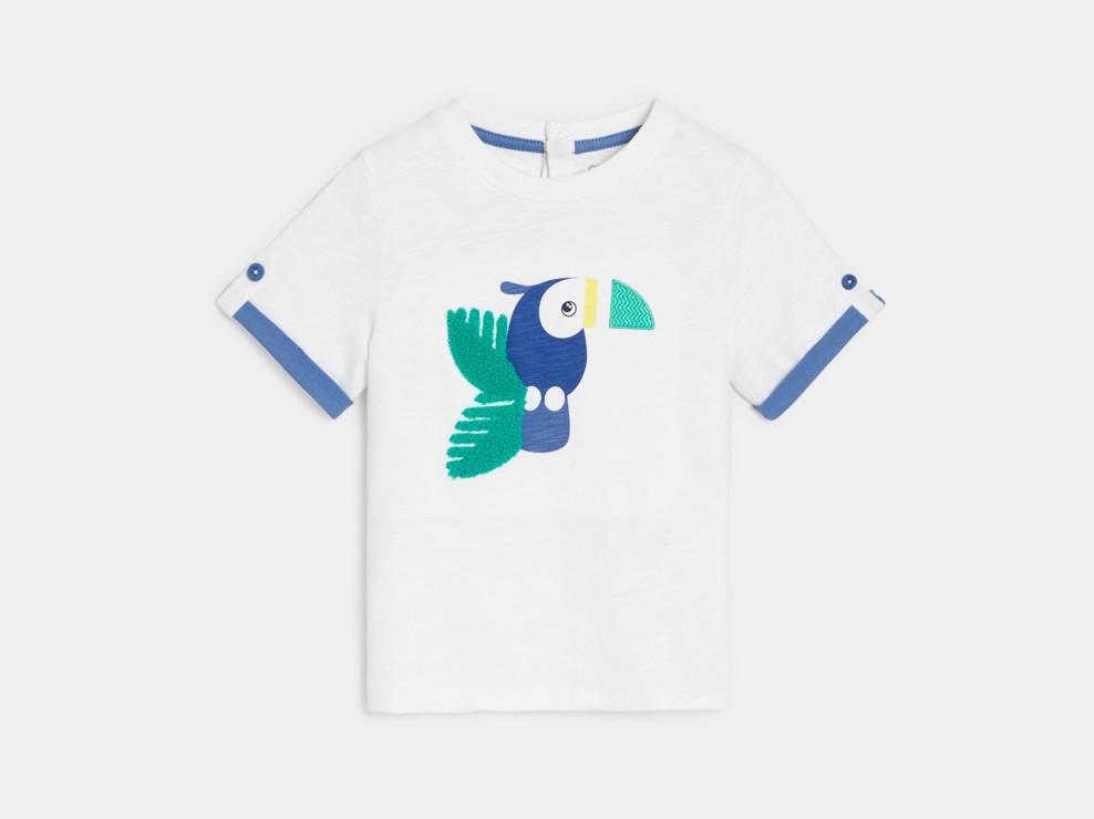 T-shirt oiseau blanc bébé garçon 1