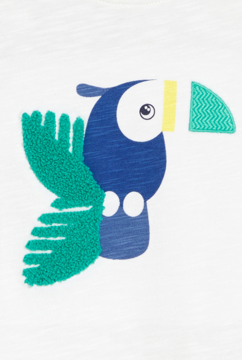 Weißes T-Shirt mit Vogelmotiv Kleinkind Junge