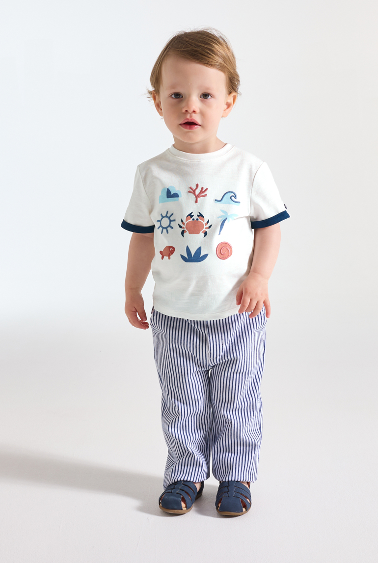 T-shirt crabe blanc bébé garçon 1