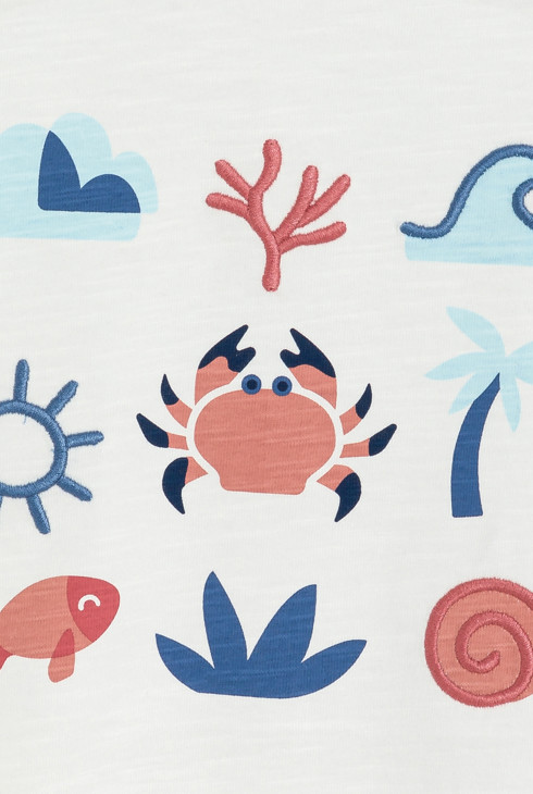 Weißes T-Shirt mit Krabbenmotiv Kleinkind Junge