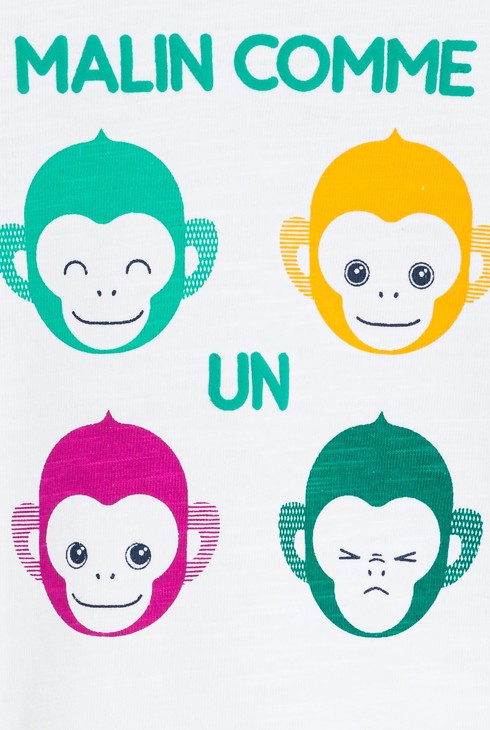 T-shirt singe blanc bébé garçon 2