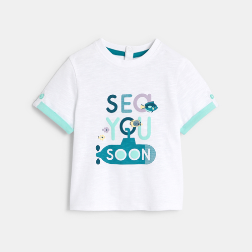 T-shirt À Message Blanc Bébé Garçon - Bleu Azul - 12M - OBAIBI