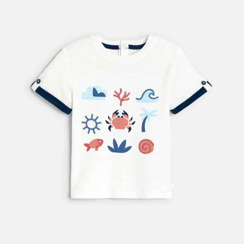Weißes T-Shirt mit Krabbenmotiv Kleinkind Junge