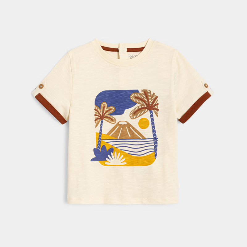 Gelbes T-Shirt mit Tiermotiv Kleinkind Junge