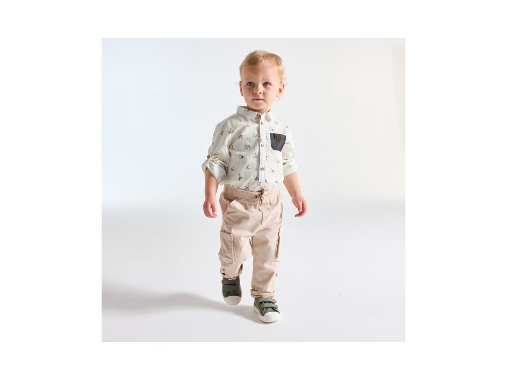 Chemise modulable animaux blanc bébé garçon 1