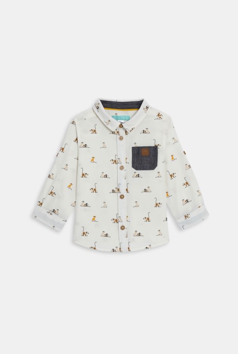 Modulierbares weißes Hemd mit Tiermotiv Kleinkind Junge 2